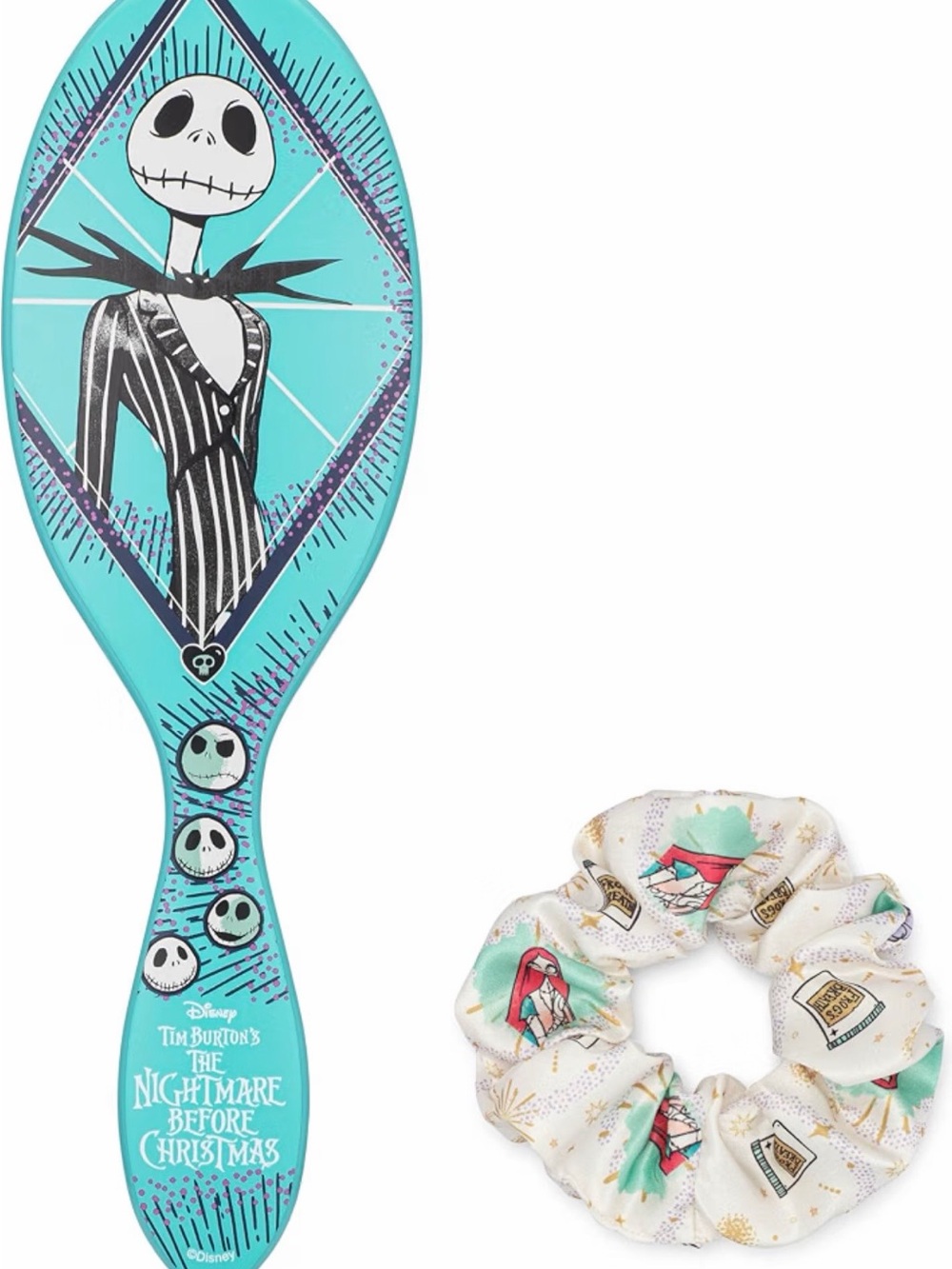 Disney Turquoise Jack Skellington Hair Brush and Scrunchie Set
